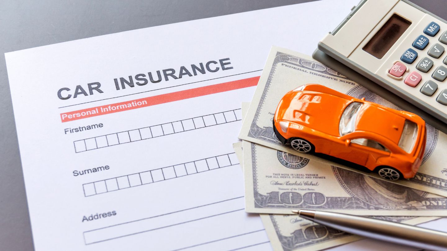 Car Insurance Form With Money, Car, And Calculator