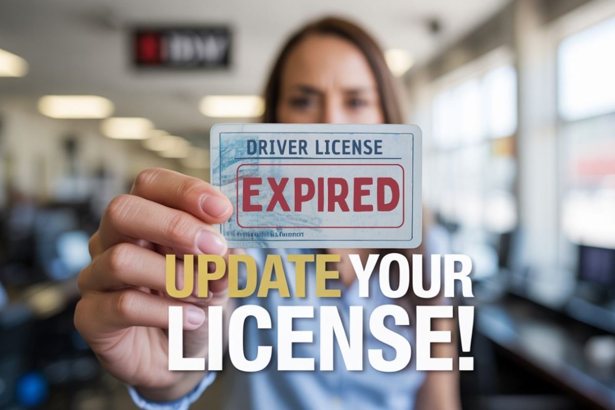 Woman Holding Expired Driver License