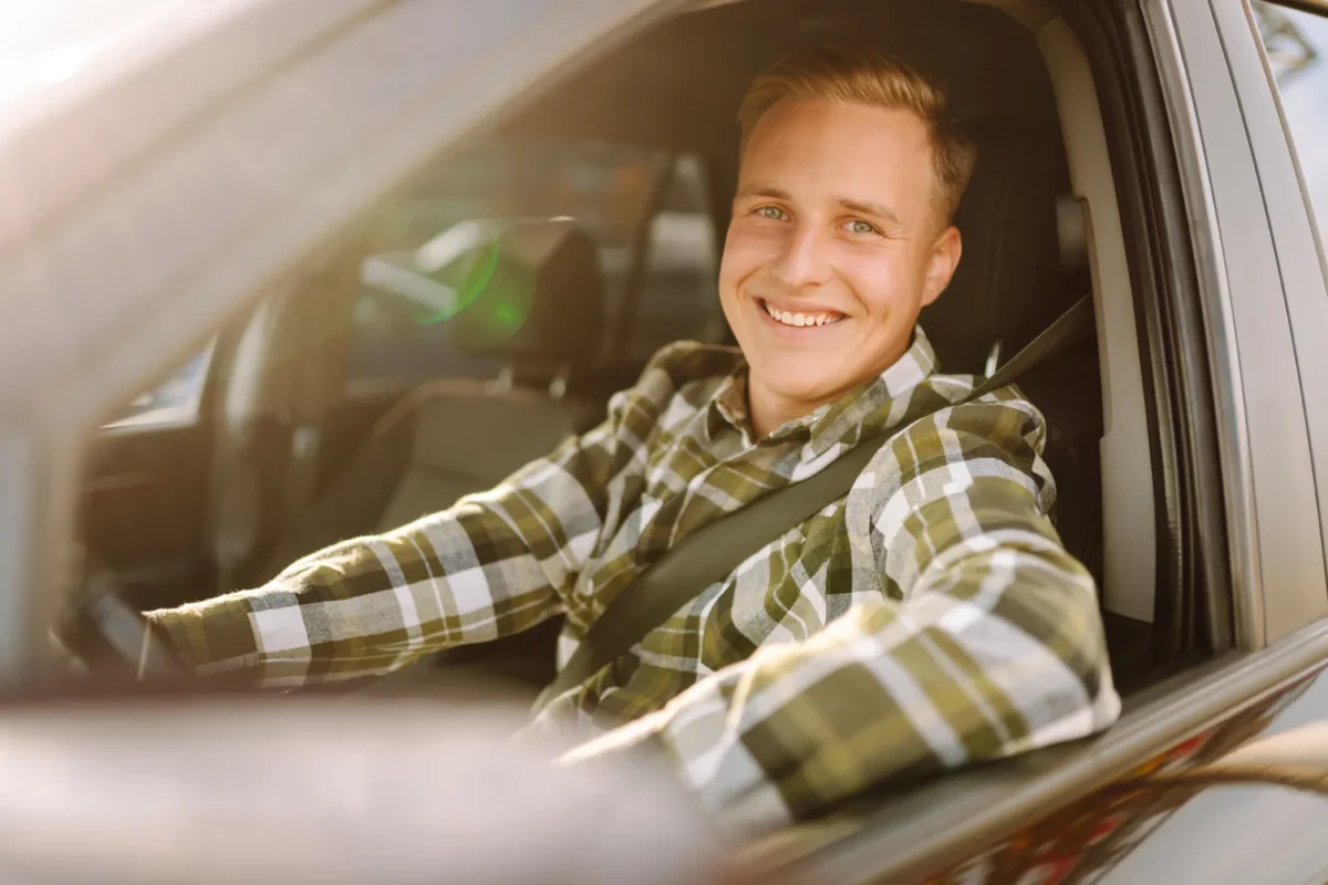 happy driver feeling comfortable